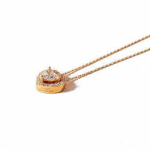 Collar Oro Miel 18kt Diamantes 1x27 Pts H/SI Corte Brillante