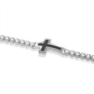 Pulsera de Plata Esterlina 925 Cruz Esmaltada Circon