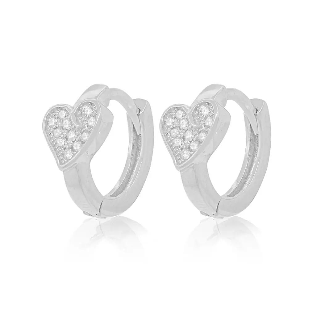Aros de Plata Esterlina 925 Corazón con Circonita 1