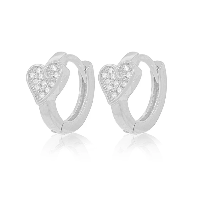 Aros de Plata Esterlina 925 Corazón con Circonita 1