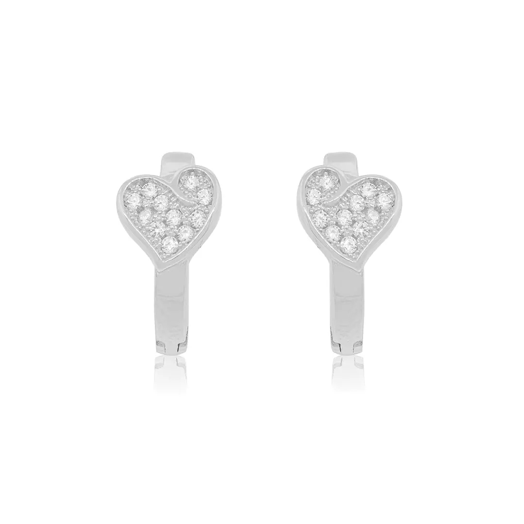 Aros de Plata Esterlina 925 Corazón con Circonita 3