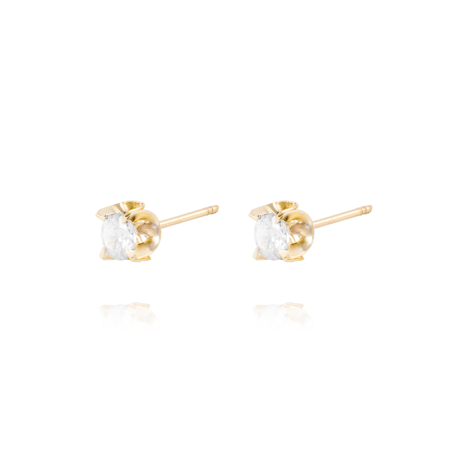 Aros de Oro 18kt Circón 4MM 2