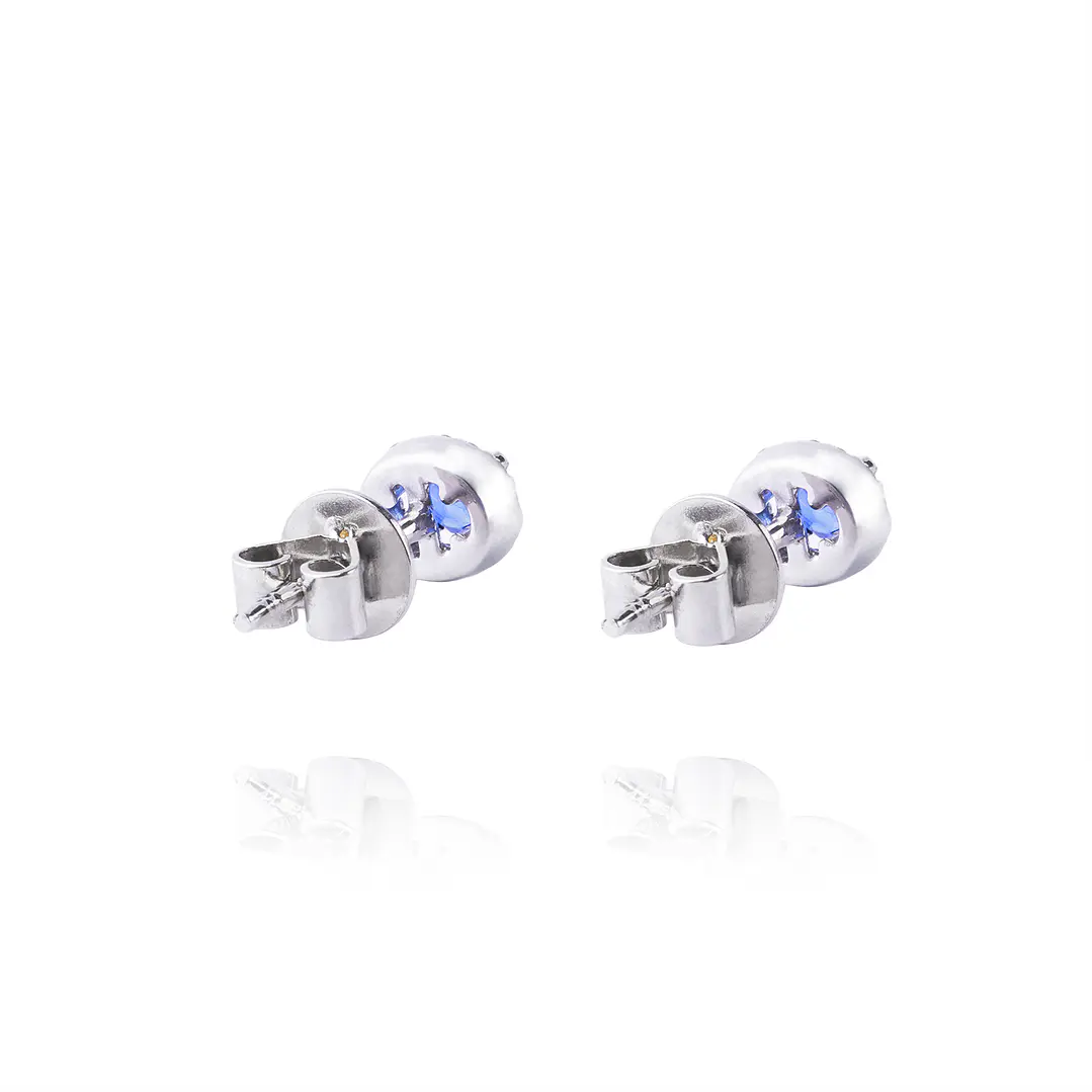 Diamante Aros de Oro 18kt 10pts total SI/H con Zafiro 42pts 3
