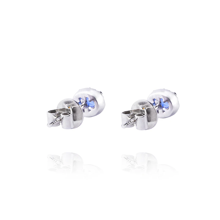 Diamante Aros de Oro 18kt 10pts total SI/H con Zafiro 42pts 3