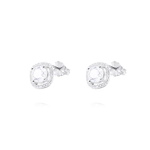 Aros de Plata Esterlina Estilo Halo Circonita