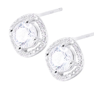 Aros de Plata Esterlina Estilo Halo Circonita
