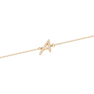 Pulsera Oro Amarillo 18kt Letra A 6 Pts