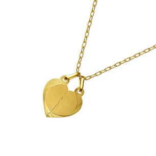 Colgante Oro Miel 18kt Placa Corazón Duo