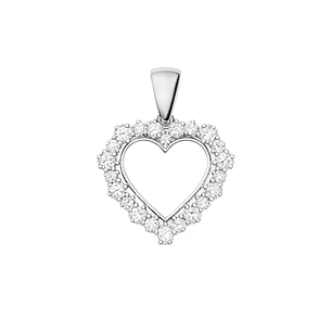 Colgante de Plata Esterlina 925 Corazón Brillante con Circonita