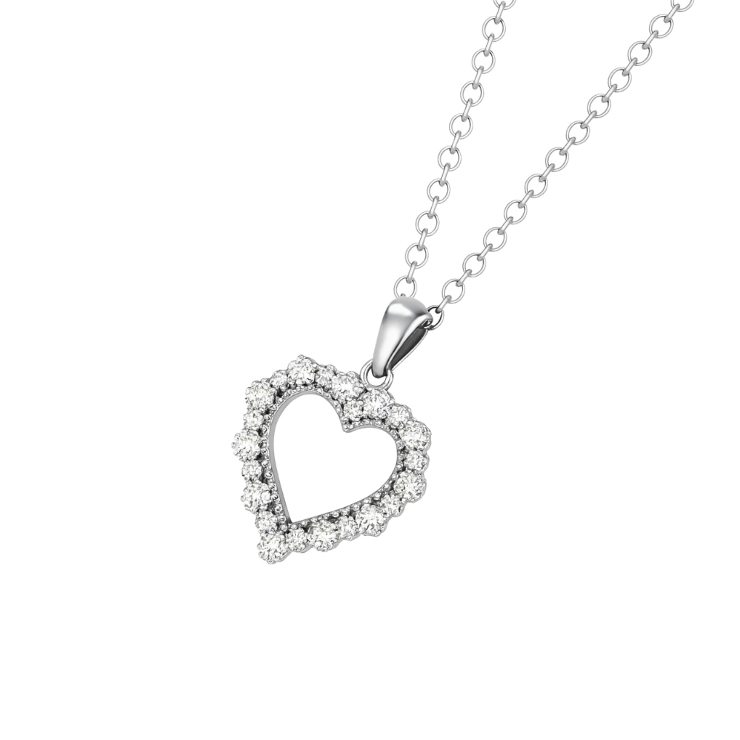 Colgante de Plata Esterlina 925 Corazón Brillante con Circonita 2