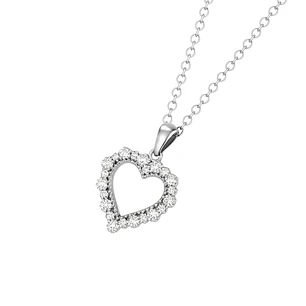 Colgante de Plata Esterlina 925 Corazón Brillante con Circonita