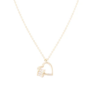 Collar Revestido de Oro 18kt Corazón Círculos y Circonita
