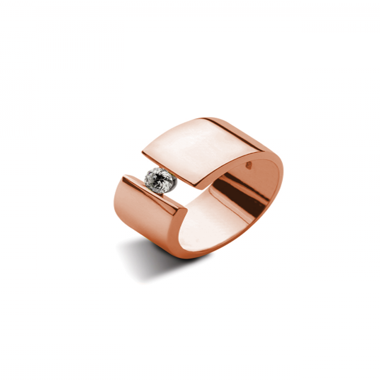 Anillo de Oro Rosado 18kt Modelo Voler con 01 Diamante Corte Brillante Solitario de 10pts 1