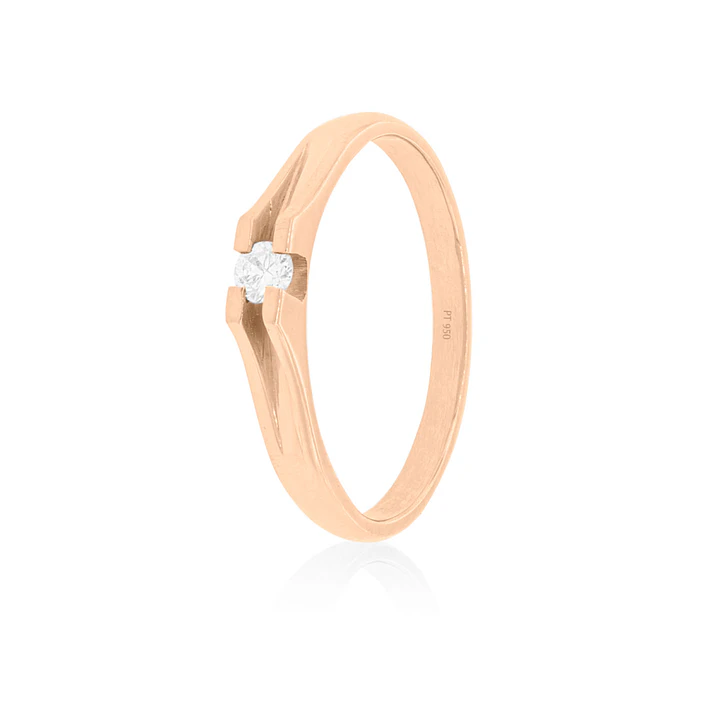 Anillo Compromiso Oro Rosado 18kt  Milán 1x6ptos Diamante 1