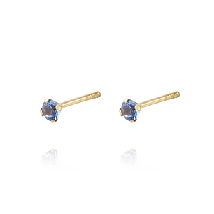 Aros de Oro 18kt Piedra de Agua Marina 2,5mm
