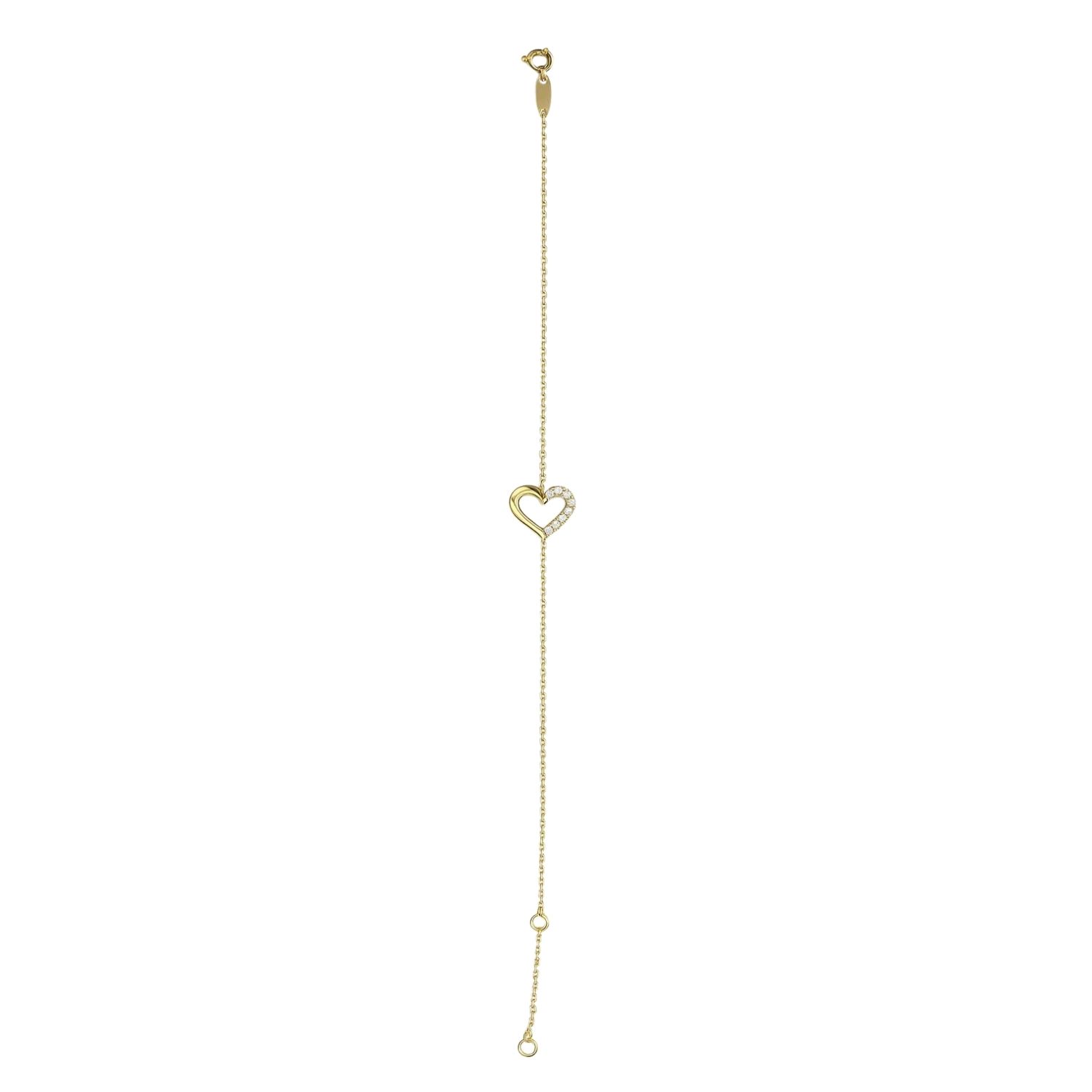 Pulsera Oro Amarillo 18kt Corazón 1/2 circonita 2