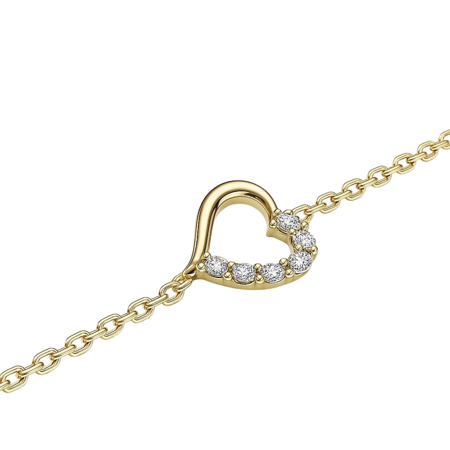 Pulsera Oro Amarillo 18kt Corazón 1/2 circonita 3