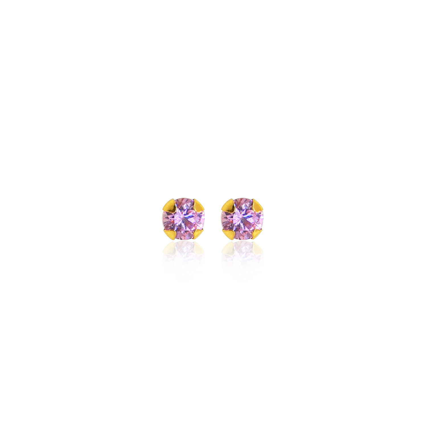 Aros de Oro 18kt Piedra Rosa de Francia 2,5mm 1
