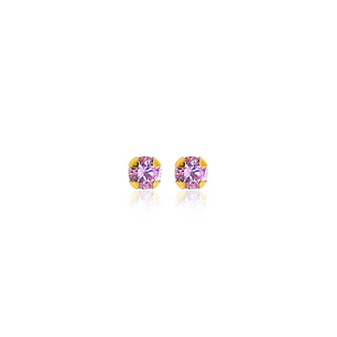 Aros de Oro 18kt Piedra Rosa de Francia 2,5mm