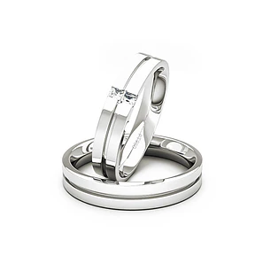Par Argollas Matrimonio de Platino Neo con 2 Diamantes de 1,7mm