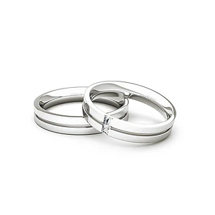 Par Argollas Matrimonio de Platino Neo con 2 Diamantes de 1,7mm
