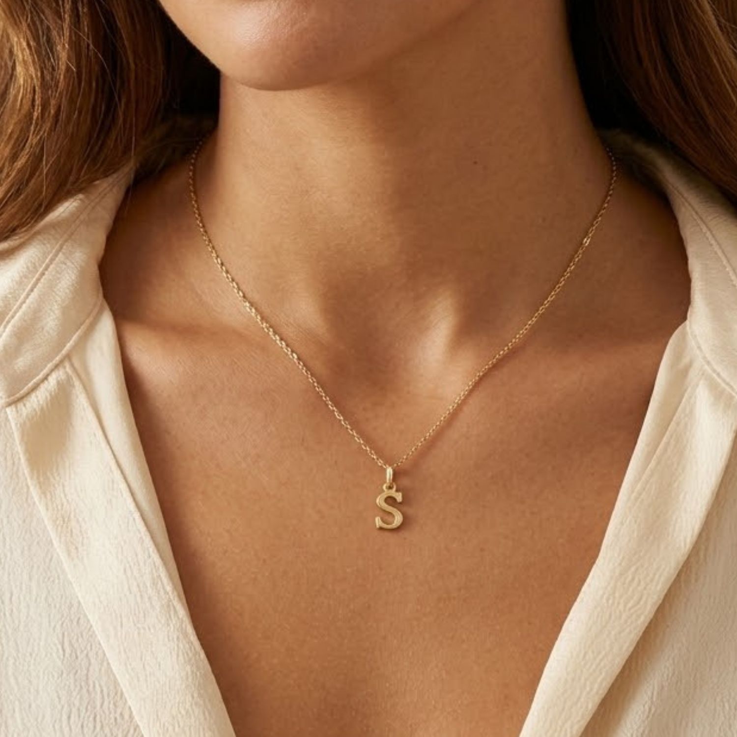 Colgante Inicial S Armonía Oro Miel 18kt 4