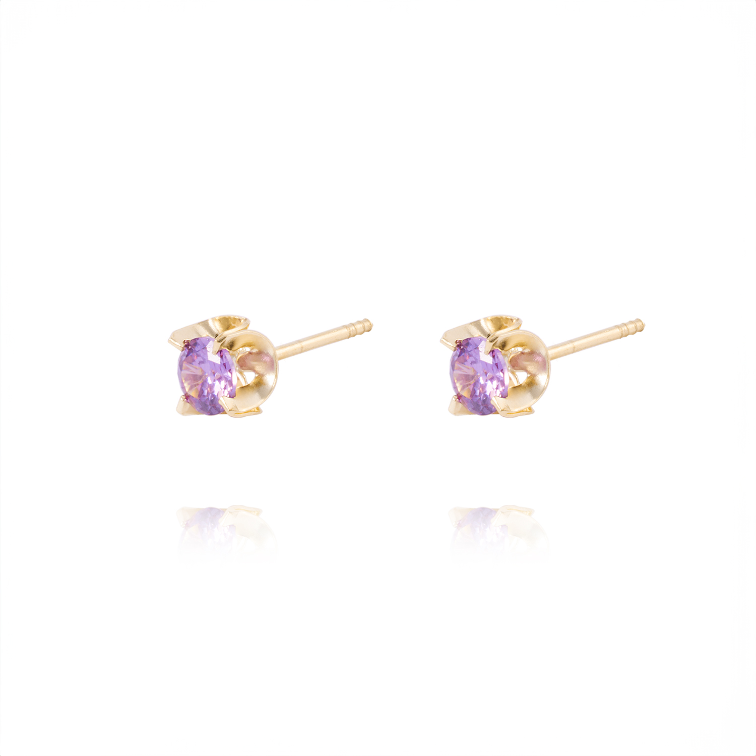 Aros de Oro 18kt Amatista 4MM 2