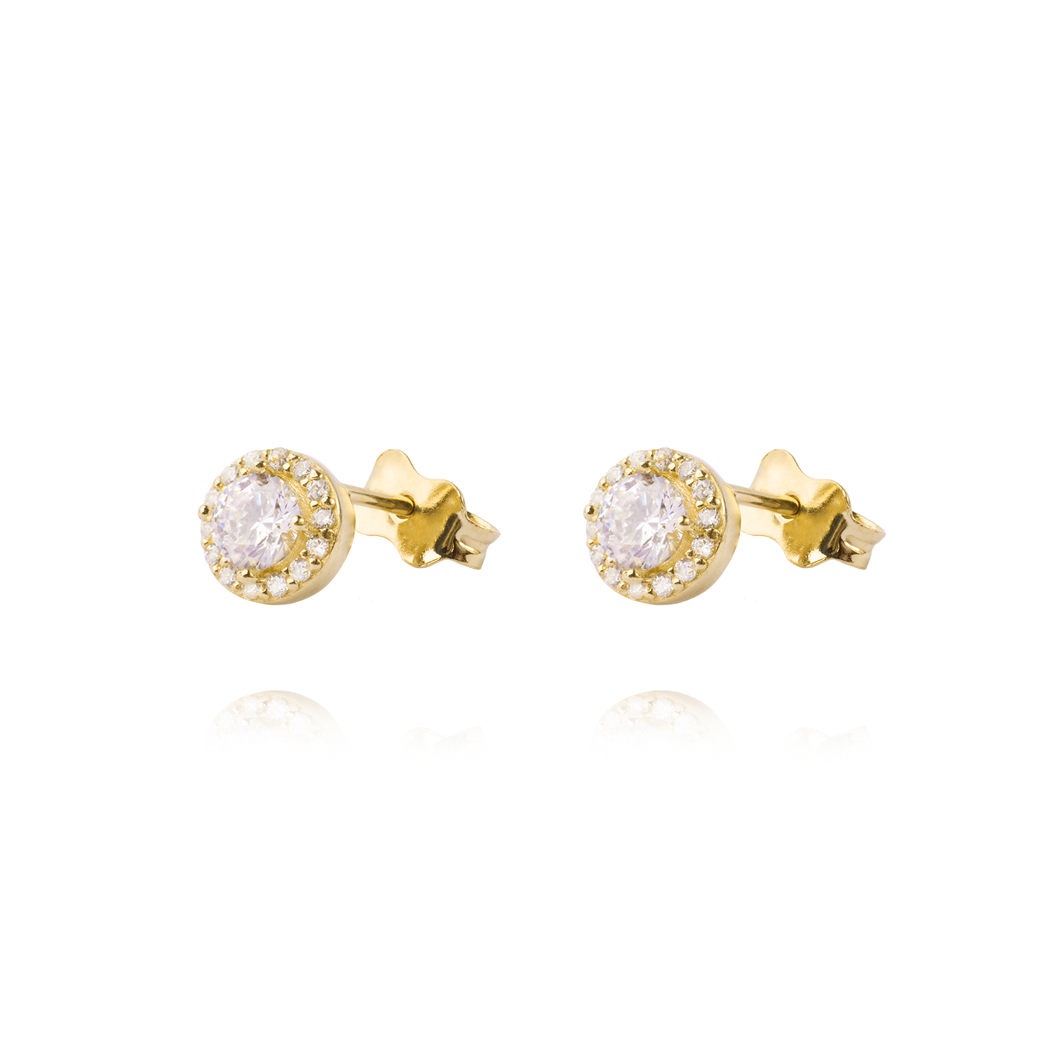 Aros de Oro 14kt Circonita Destellante 4mm 1