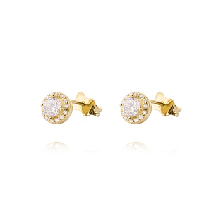 Aros de Oro 14kt Circonita Destellante 4mm