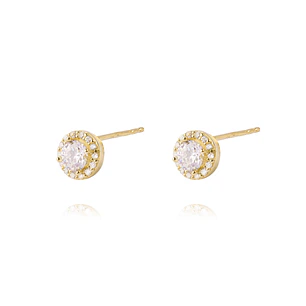 Aros de Oro 14kt Circonita Destellante 4mm