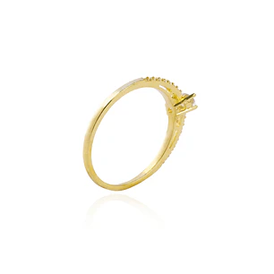 Anillo Compromiso de Oro 18Kt Solitario Medio Cintillo Circón