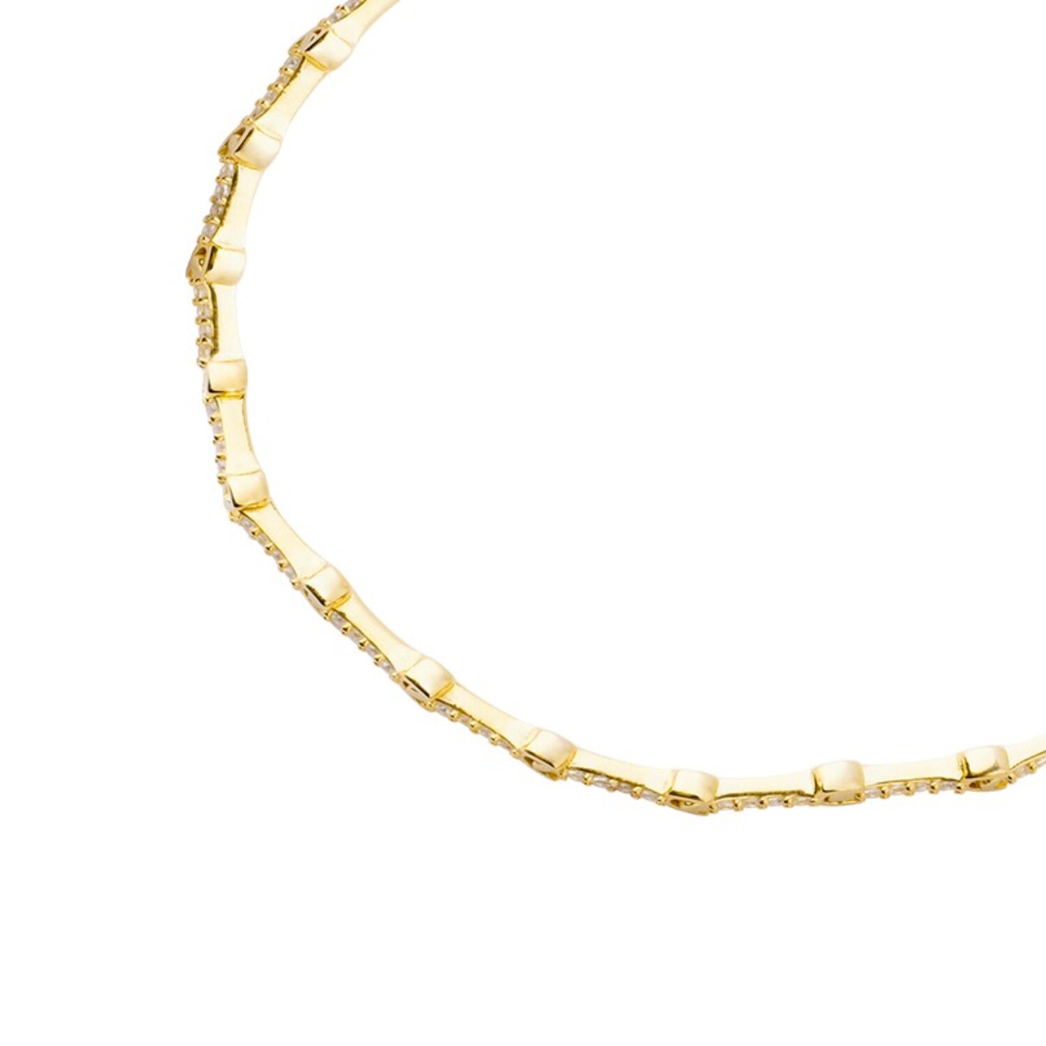Pulsera Plata Esterlina 925 Rígida Circonita Revestido en Oro 18kt 2