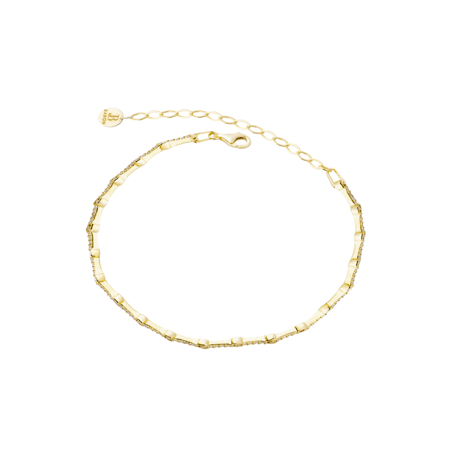 Pulsera Plata Esterlina 925 Rígida Circonita Revestido en Oro 18kt 3