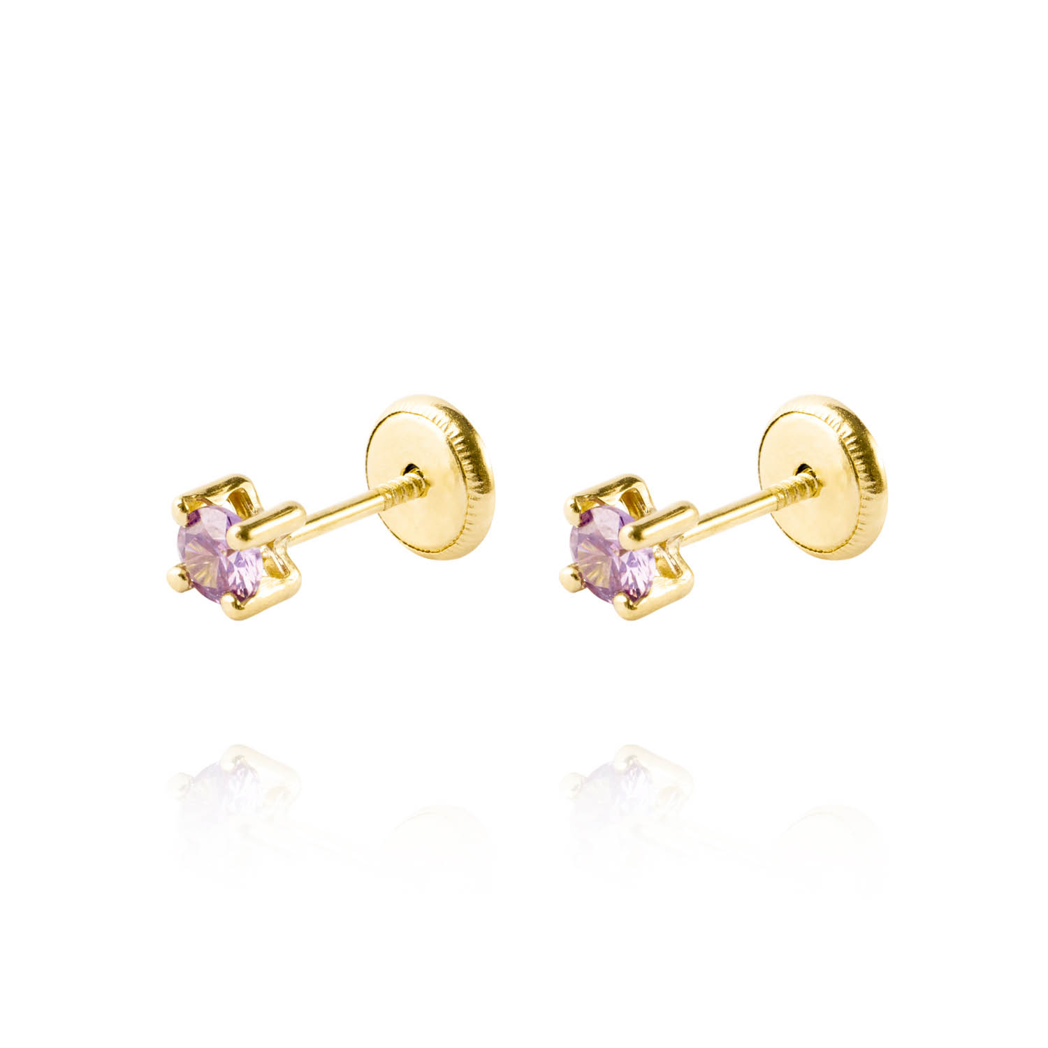 Aros de Oro 18kt Piedra de Amatista 3mm 1
