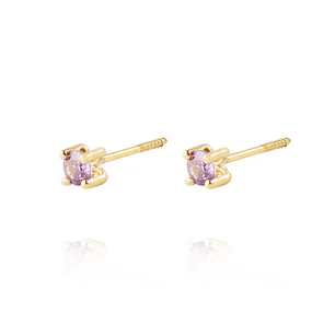 Aros de Oro 18kt Piedra de Amatista 3mm