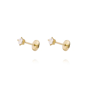 Aros de Oro 9KT Corazón Circonita Mediana 3 Grifas