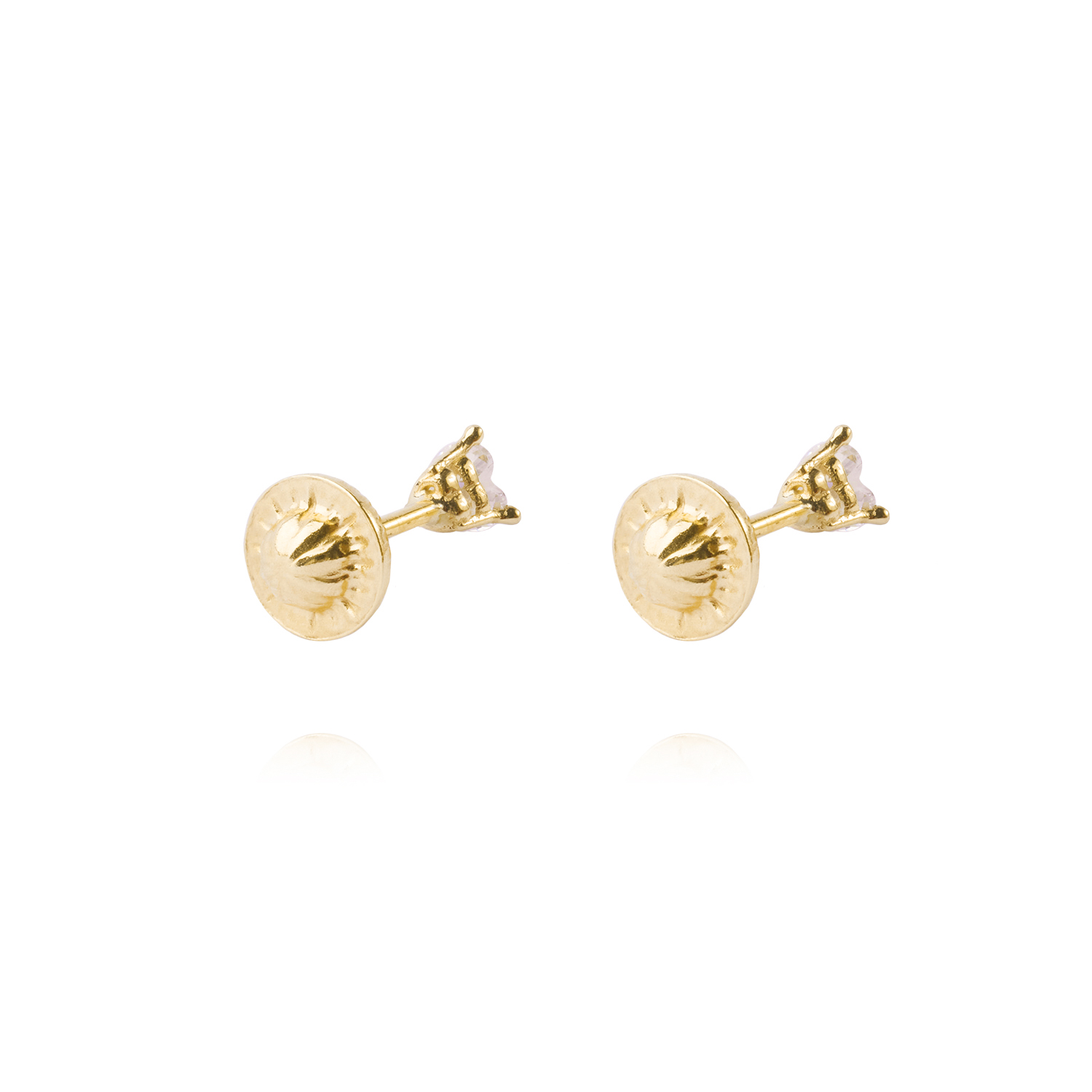 Aros de Oro 9KT Corazón Circonita Mediana 3 Grifas 2