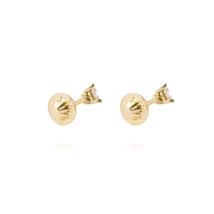 Aros de Oro 9KT Corazón Circonita Mediana 3 Grifas