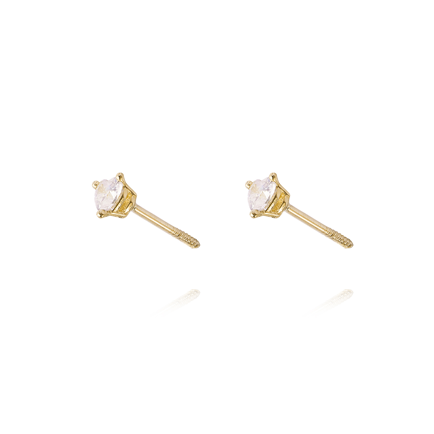 Aros de Oro 9KT Corazón Circonita Mediana 3 Grifas 3