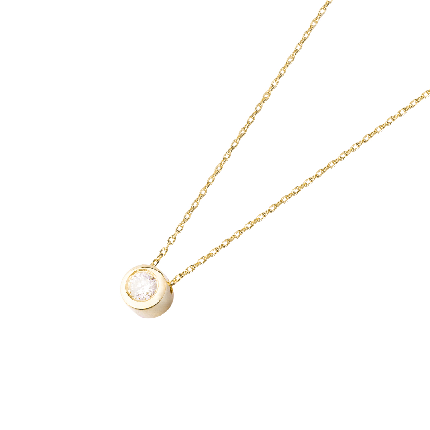 Collar de Oro Amarillo 18kt Punto de Luz Diamante 6 Pts Totales 1