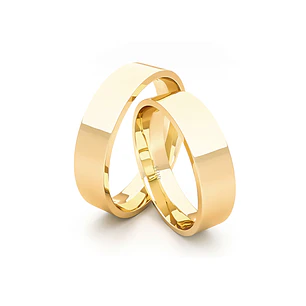 Par Argollas Matrimonio de Oro Amarillo 18kt Tubo Sagres de 5,0mm