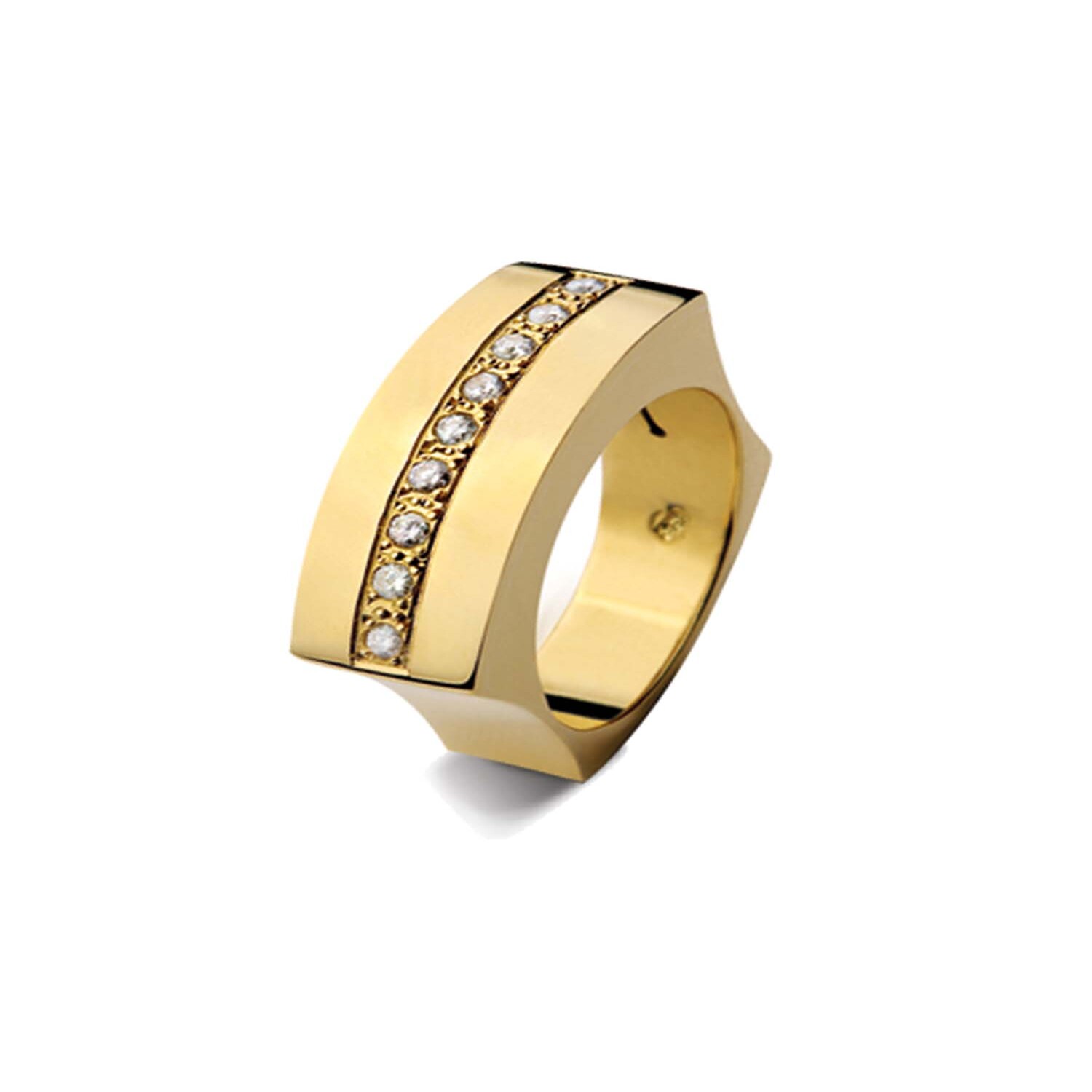 Anillo Oro Amarillo 18kt Modelo Curv 9 Diamantes 2pts 1
