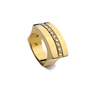 Anillo Oro Amarillo 18kt Modelo Curv 9 Diamantes 2pts