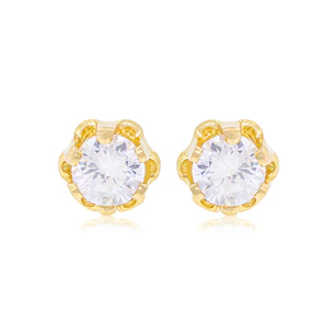 Aros de Oro 18kt Circon de 5mm con Seis grifas