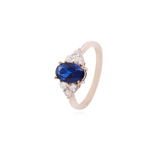 Anillo en Oro Miel 18kt Aurora Azul