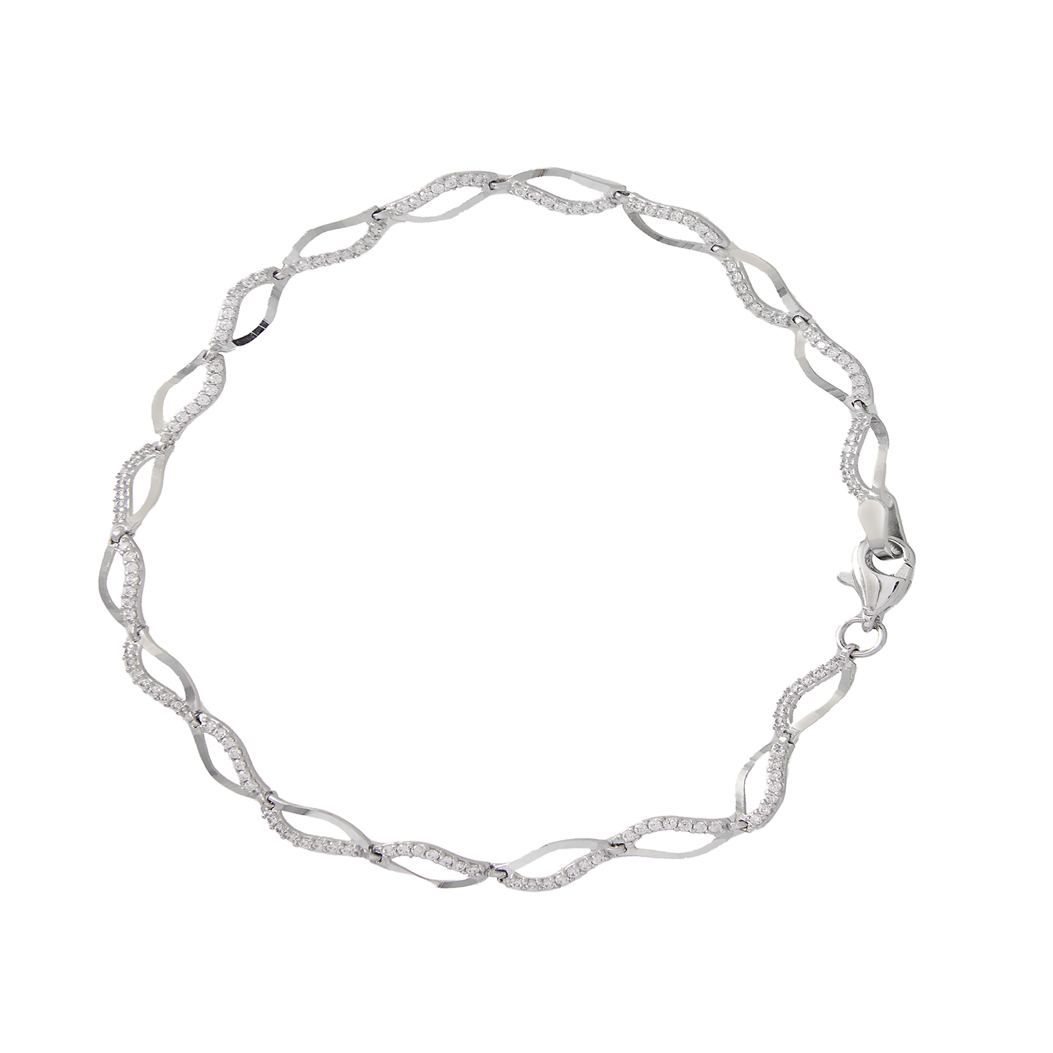 Pulsera de Oro 18kt Ondas Circonitas 1