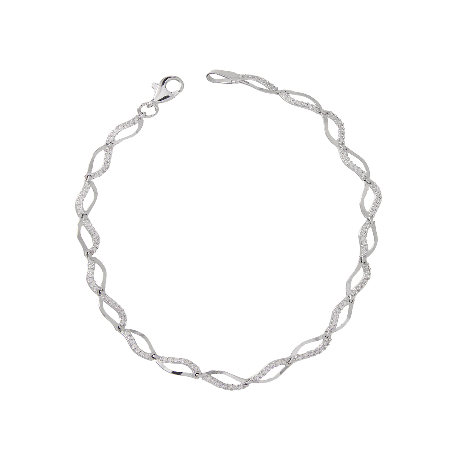 Pulsera de Oro 18kt Ondas Circonitas 3