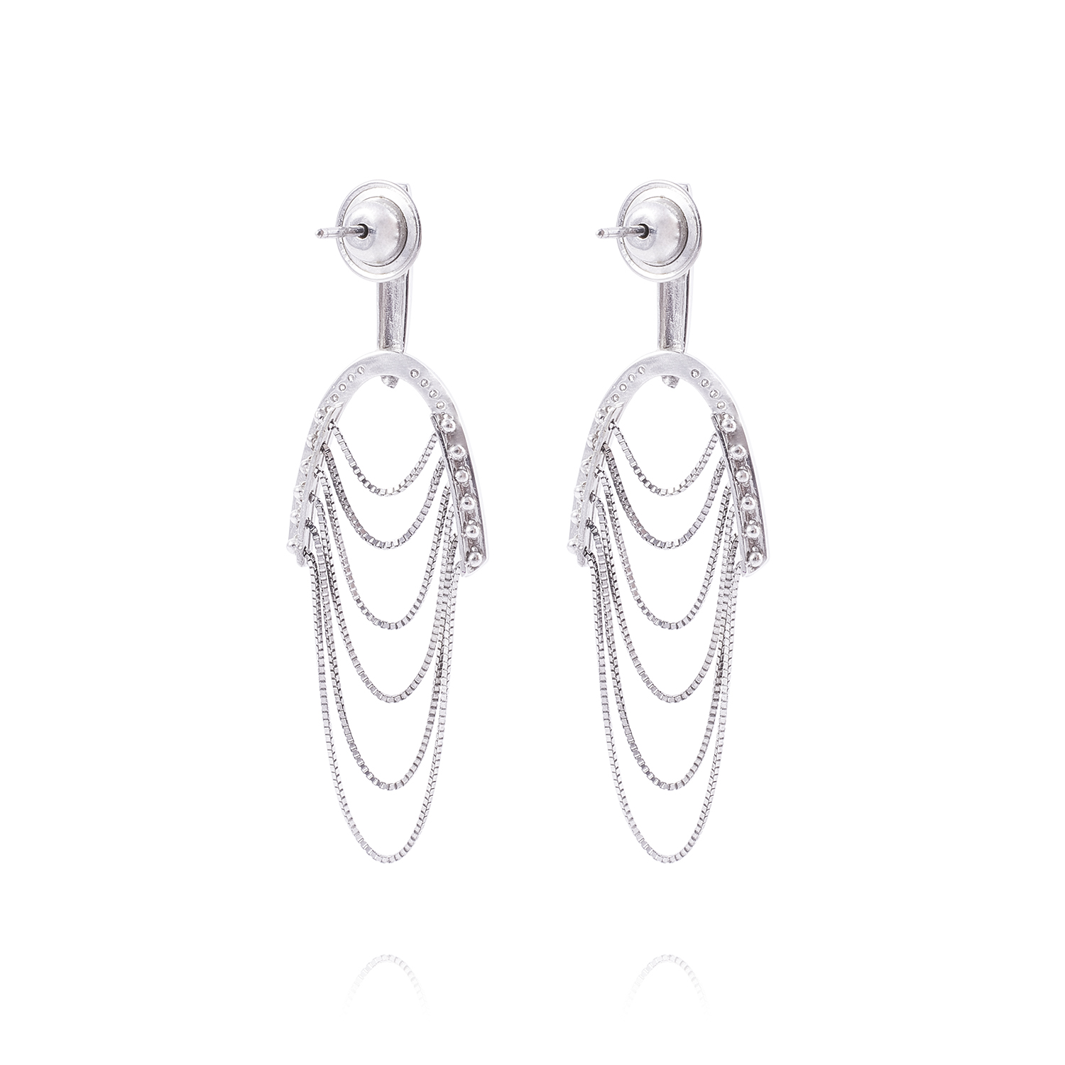 Aros Oro Blanco 18kt Colgantes Cadenas y Diamante de 28 pts 3