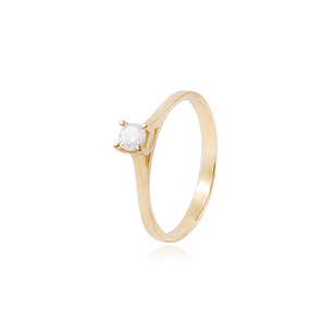 Anillo Compromiso de Oro 18Kt Solitario Circón Clasico