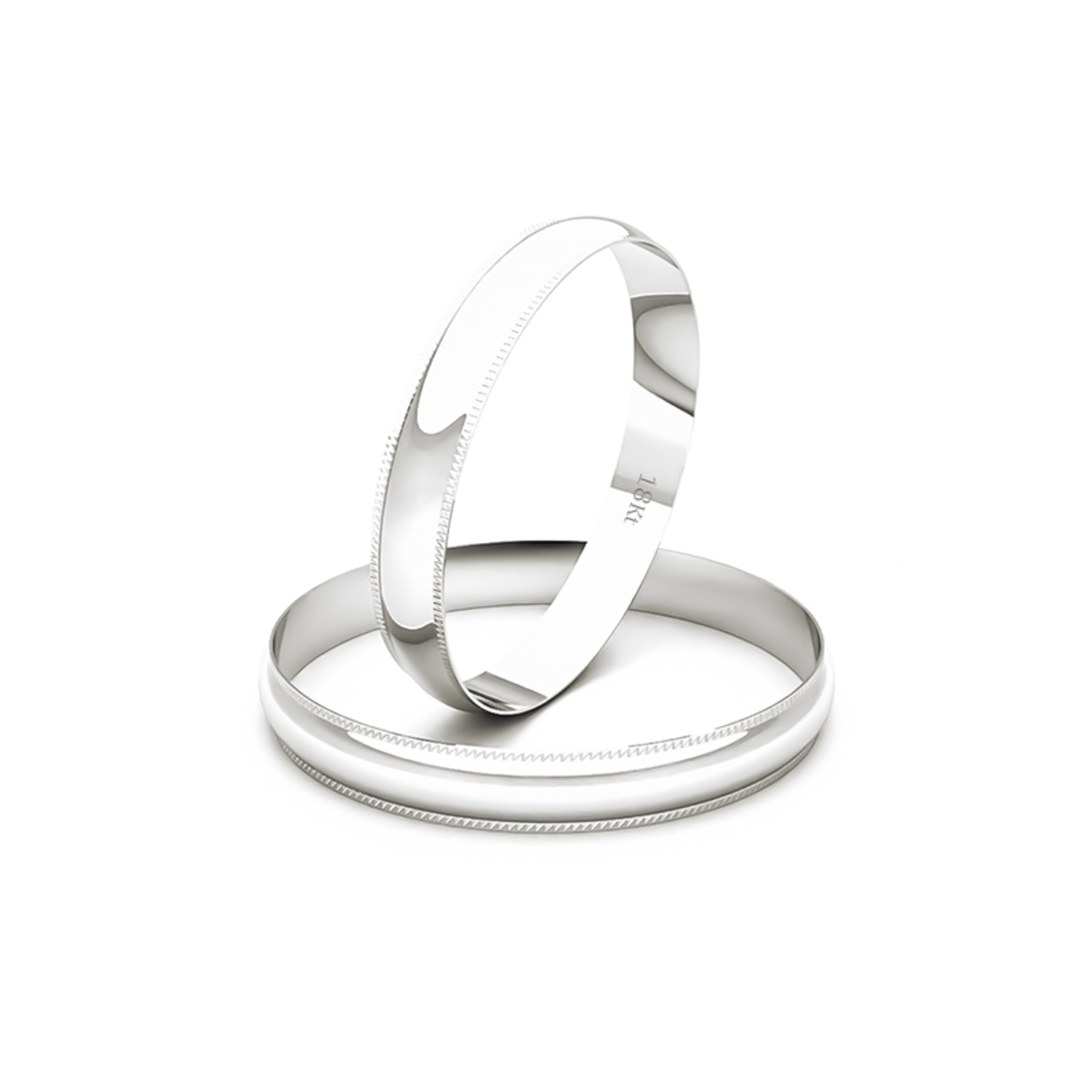 Par Argollas Matrimonio de Oro Blanco 18kt Alexandrina de 3,0mm 1